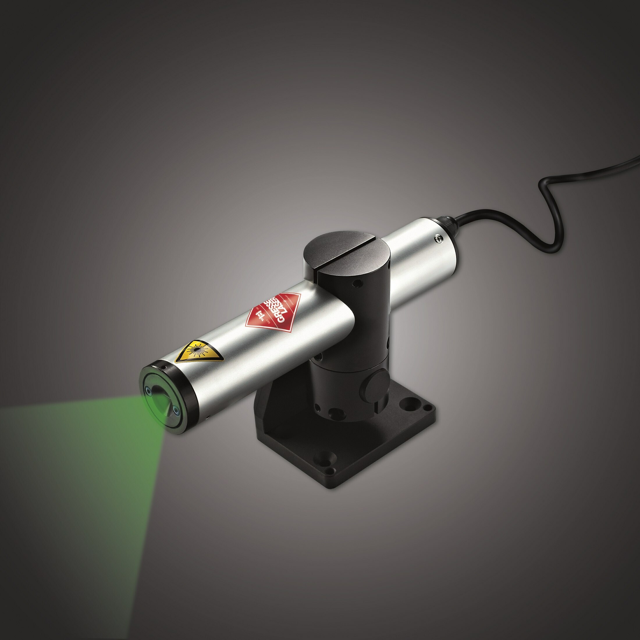Line laser, green, 520 nm, 90 °, 30 mW, 24 V DC, Ø40x210 mm, Laser Class 2M, Focus fixed (7.0m), Ca…