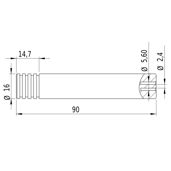 Linienlaser, rot, 650 nm, 90 °, 5 mW, 3 V DC, Ø16x90 mm, Laserklasse 1, Fokus fixed (2000mm), Kabel…