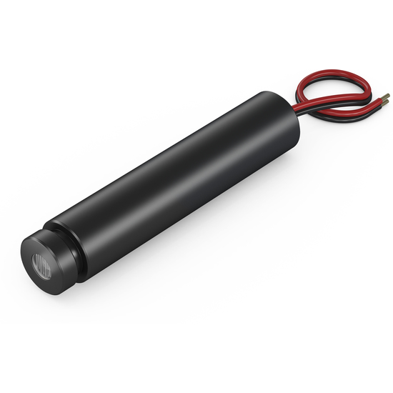 Dot laser, red, 635 nm, 1 mW, 5 V DC, Ø12x60 mm, Laser Class 2, Focus adjustable, Cable length 100 …