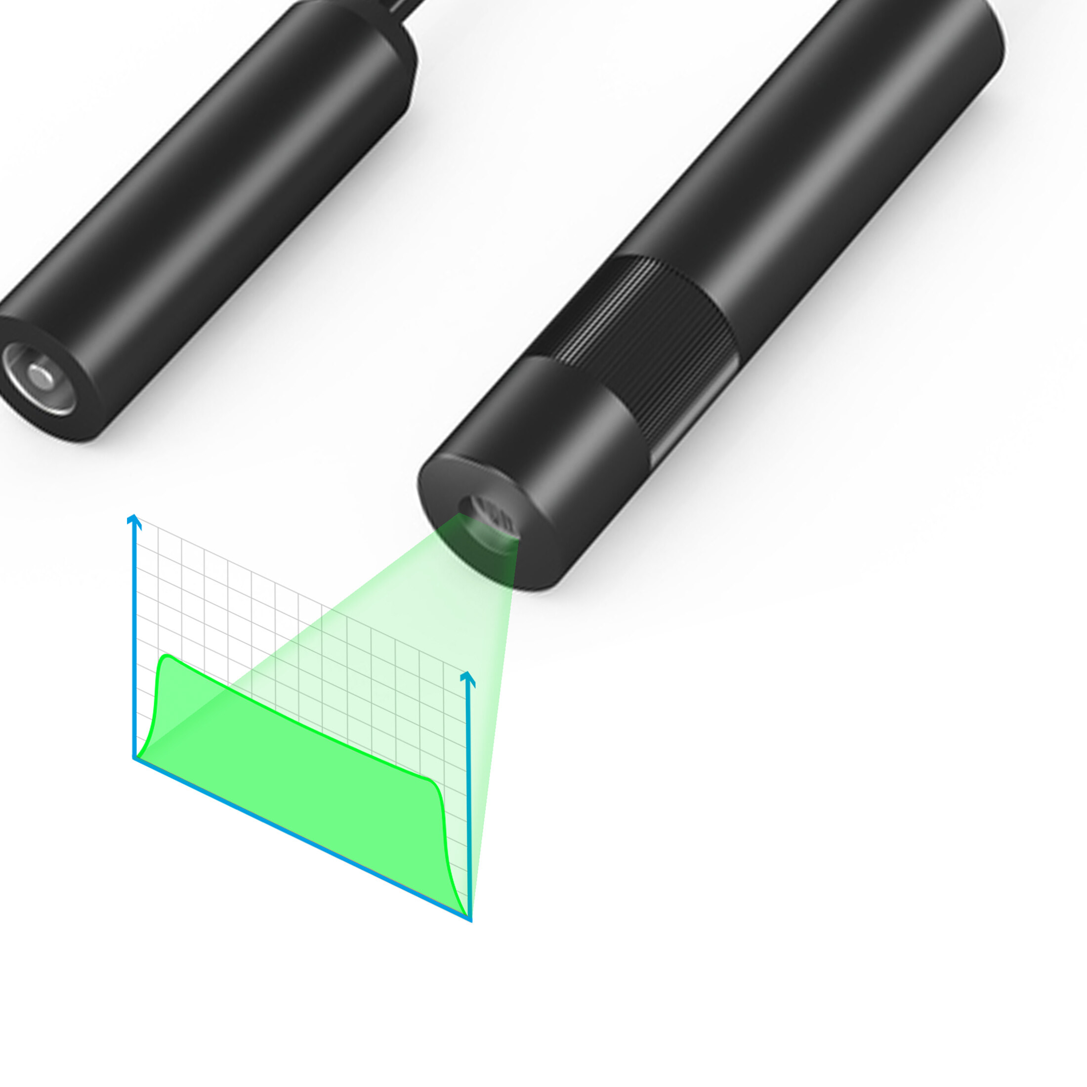 Line laser, green, 520 nm, 110 °, 20 mW, 5 V DC, Ø20x90 mm, Laser Class 2M, Focus adjustable, Cable…