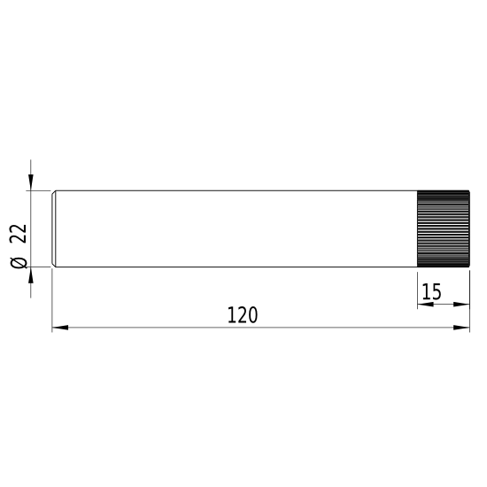 Linienlaser, rot, 650 nm, 10 °, 5 mW, Ø22x120 mm, Laserklasse 2M, Fokus fixed (2400mm)